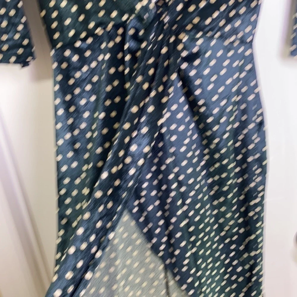 Zara - Green & Creme Dot Twisted Dress Size XS